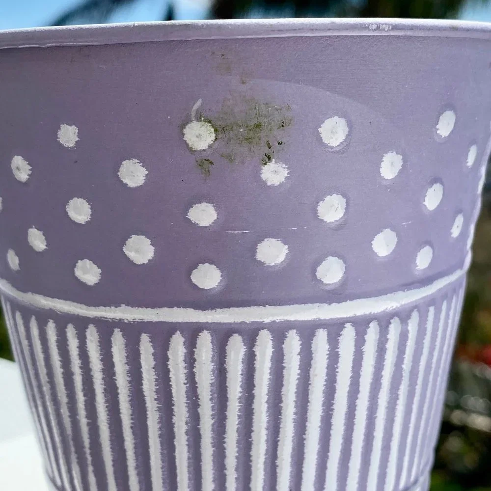 Pair of Lavender Painted Metal Plant Pots